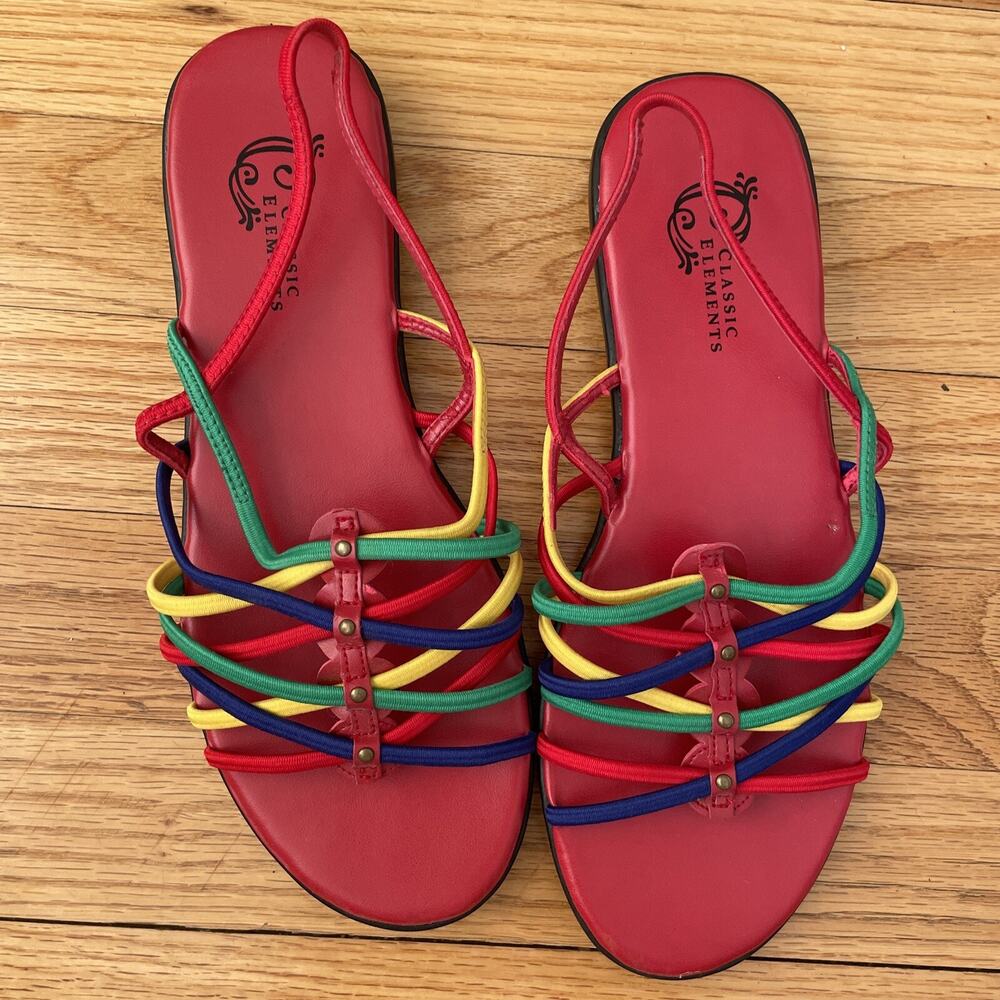 Classic Elements women's Sandals Size 7 Queenie slingback red Yellow - 81